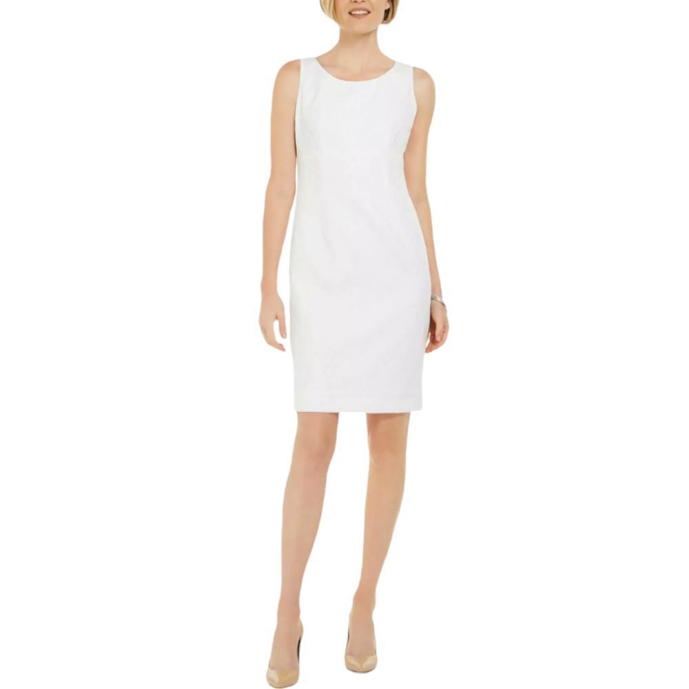 Kasper Textured Leaf Jacquard Embroid‎ Vanilla Ice Dress 16